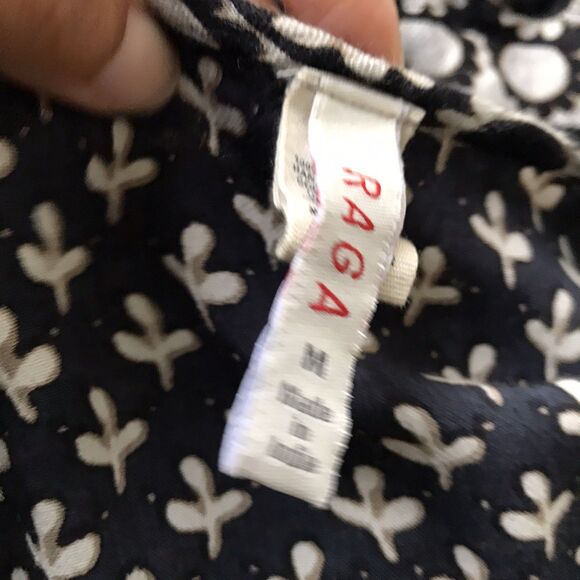 Raga Black Floral V Neck Long Sleeve Flowy Bohemian Casual Maxi Dress M - Picture 7 of 7